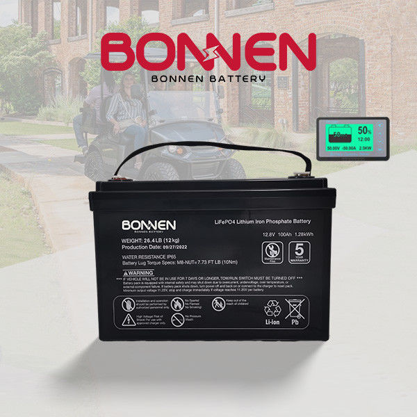 Golf Cart 12V 100Ah Lifepo4 Litium Battery 6000 Cyklów 150A BMS Litium Battery Wymiana